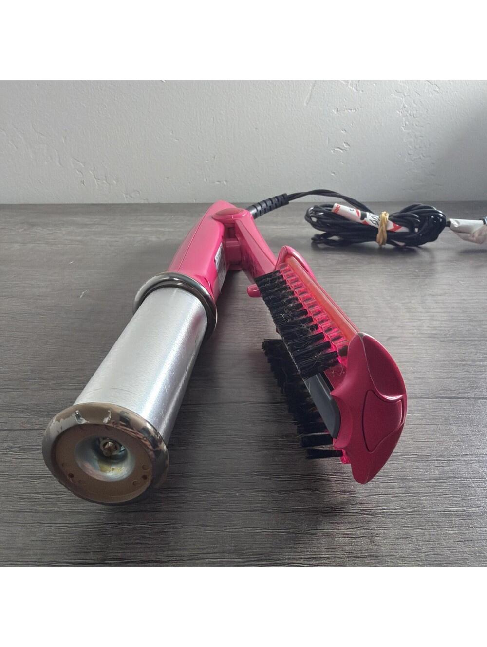 Instyler Rotating IS1001.1 PINK Hot Iron Hair Brush Straight/Curl 1.25" Works - Picture 4 of 5